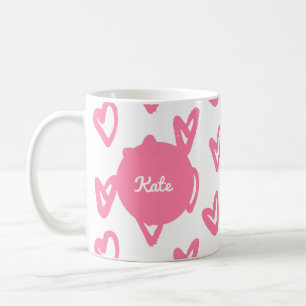 Caneca De Café Padrão cardíaco rosa fofo personalizado