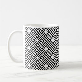 Caneca De Café Padrão-chave grego preto e branco