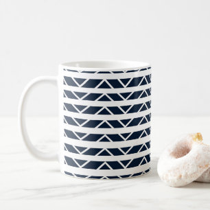 Caneca De Café Padrão Chevron Azul Marinho Branco
