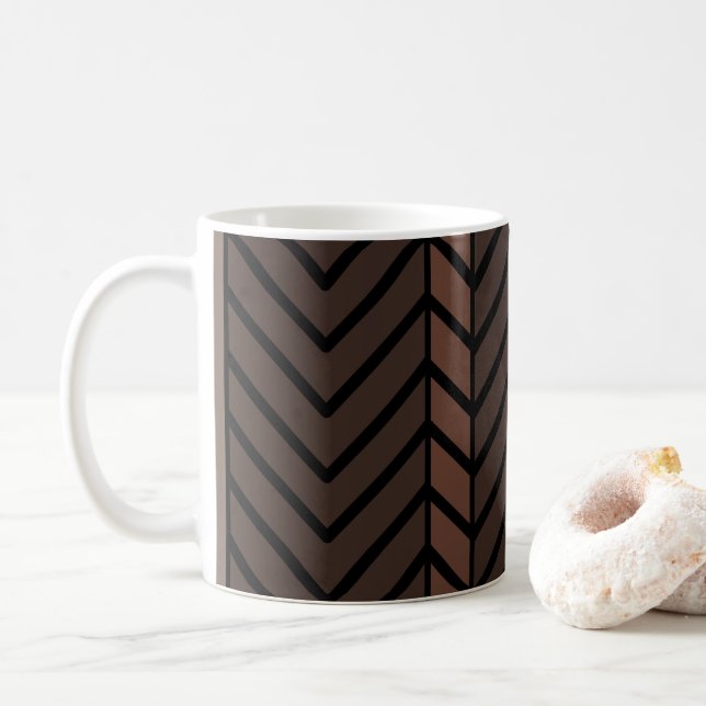 Caneca De Café Padrão Chevron Marrom (Com Donut)