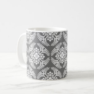 Caneca De Café Padrão, Cinza / Cinza e branco do medalhão japonês