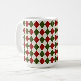 Caneca De Café Padrão Clássico de Argyle de Natal