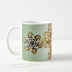 Caneca De Café Padrão clássico de ouro de vintage. Vintage i
