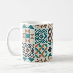 Caneca De Café Padrão Clássico do Azulejo Vintage