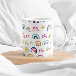 Caneca De Café Padrão Colorido Boho Arco-Íris
