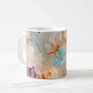 Caneca De Café Padrão Colorido das Flores de Tulipas de Água