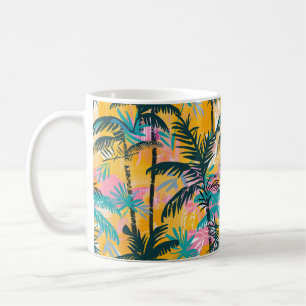 Caneca De Café Padrão Colorido de Árvore de Palma de Verão