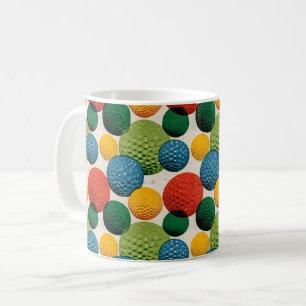 Caneca De Café Padrão Colorido de Bolas de Golfe