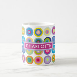 Caneca De Café Padrão Colorido de Círculos Personalizados de Mead