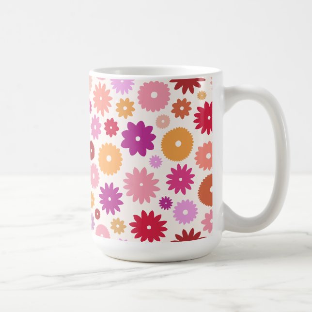 Caneca De Café Padrão Colorido de Flores (Direita)