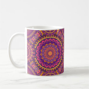 Caneca De Café Padrão Colorido de Mandala