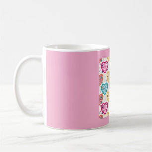 Caneca De Café Padrão Colorido de Teia de Aranha em Coração de Ha