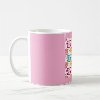 Caneca De Café Padrão Colorido de Teia de Aranha em Coração de Ha