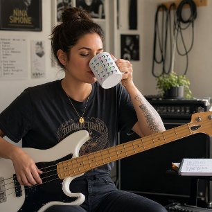 Caneca De Café Padrão Colorido deClave de Fá em Neon – Música Mod