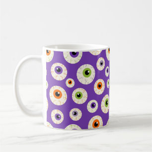 Caneca De Café Padrão Colorido dos globos oculares do Halloween