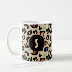 Caneca De Café Padrão colorido-leopardo com monograma
