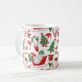 Caneca De Café Padrão Completo de Gnomos de Natal e Trenós