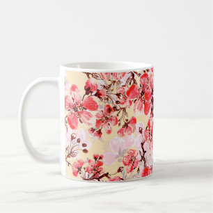 Caneca De Café Padrão constante das flores de primavera u