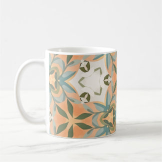 Caneca De Café Padrão contínuo botânico azul damasco