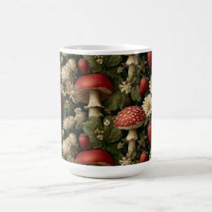 Caneca De Café Padrão contínuo com Fly Agaric Vermelho e Flores