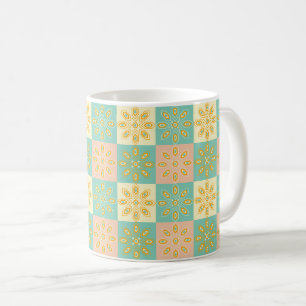 Caneca De Café Padrão contínuo com motivos florais geométricos