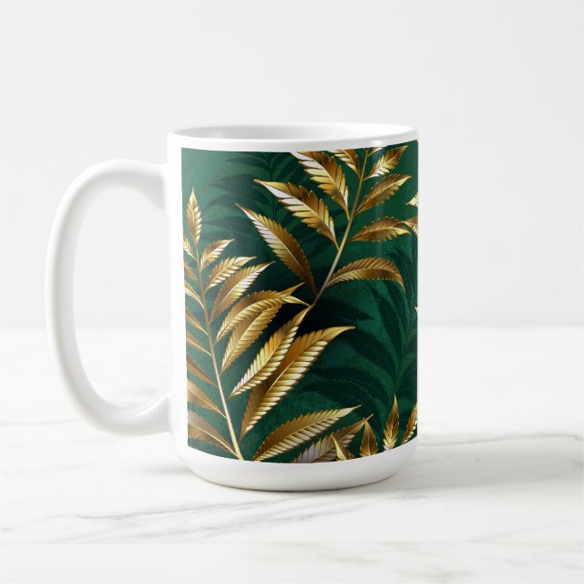 Caneca De Café Padrão contínuo com samambaias douradas (Esquerda)
