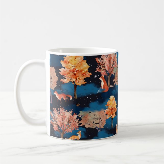 Caneca De Café Padrão contínuo da raposa outonal caprichosa da fl (Esquerda)