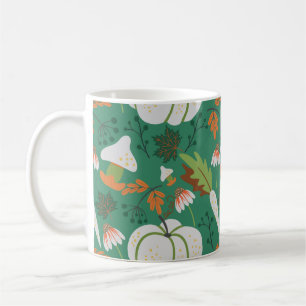Caneca De Café Padrão contínuo de abóbora com cenouras e cogumelo