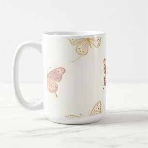 Caneca De Café Padrão contínuo de borboletas delicadas