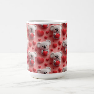 Caneca De Café Padrão contínuo de coala fofinho 3D e coração