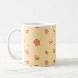 Caneca De Café Padrão contínuo de concha de recife de coral e est
