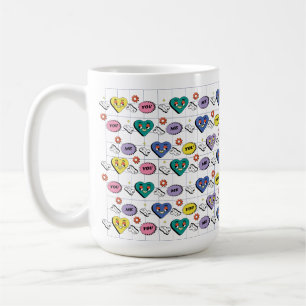 Caneca De Café Padrão contínuo de coração expressivo retrô Y2K Gr
