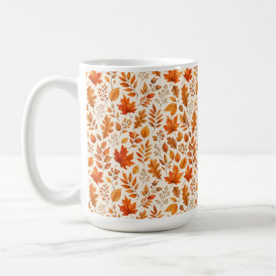 Caneca De Café Padrão contínuo de folhas quentes de outono