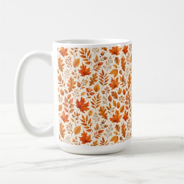Caneca De Café Padrão contínuo de folhas quentes de outono (Esquerda)