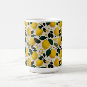 Caneca De Café Padrão contínuo de limão botânico vintage