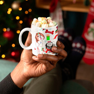 Caneca De Café Padrão contínuo de Natal adorável do Shih Tzu