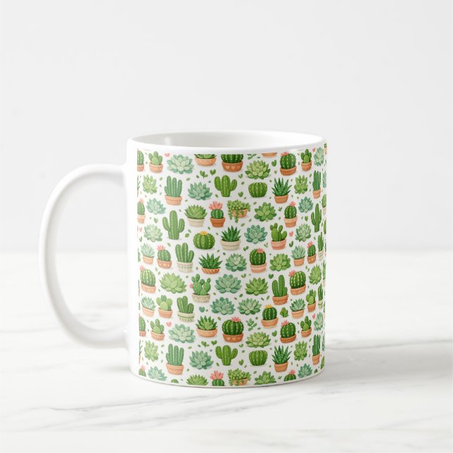 Caneca De Café Padrão contínuo de planta suculenta fofa (Esquerda)
