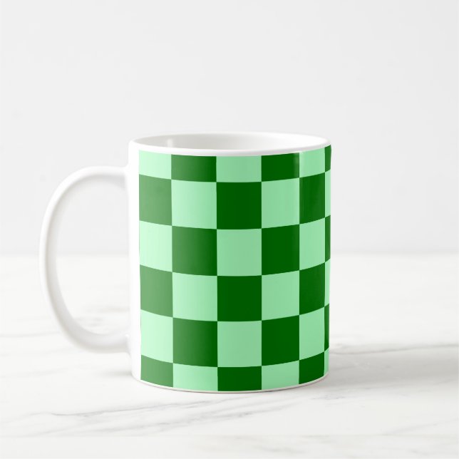 Caneca De Café Padrão contínuo de quadrado xadrez verde  (Esquerda)