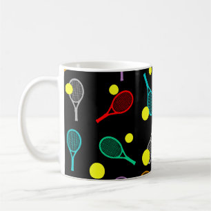 Caneca De Café Padrão contínuo de tênis colorido - Raquete e Bola