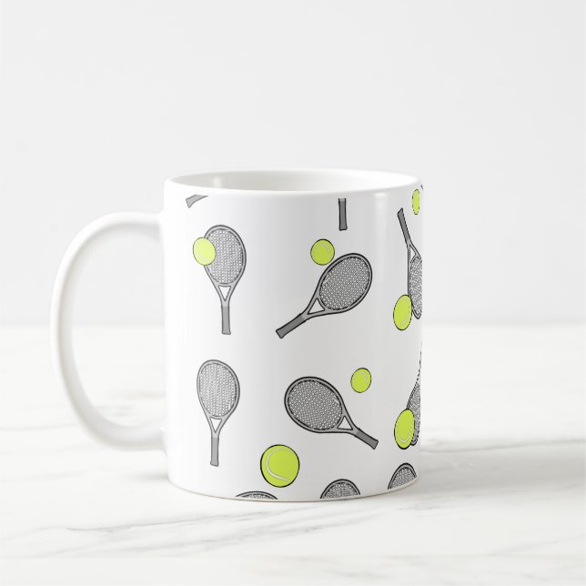 Caneca De Café Padrão contínuo de tênis - Raquete e bola  (Esquerda)