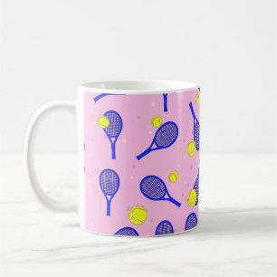 Caneca De Café Padrão contínuo de tênis - Raquete e bola azuis