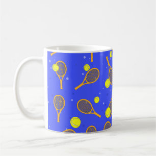 Caneca De Café Padrão contínuo de tênis - Raquete e bola laranja