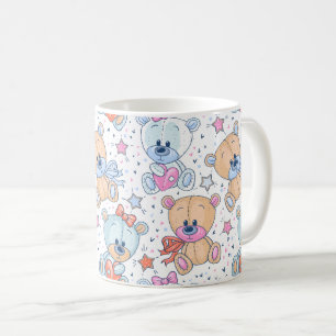 Caneca De Café Padrão contínuo de ursinho de pelúcia fofo do Dia 