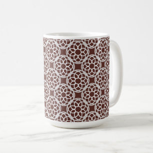 Caneca De Café Padrão contínuo geométrico branco marrom