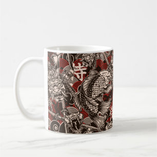Caneca De Café Padrão contínuo japonês de Vintage com a haste