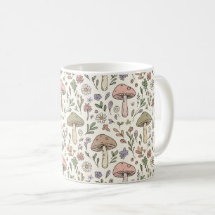 Caneca De Café Padrão Contínuo Neutro Bege Terra Mushroom