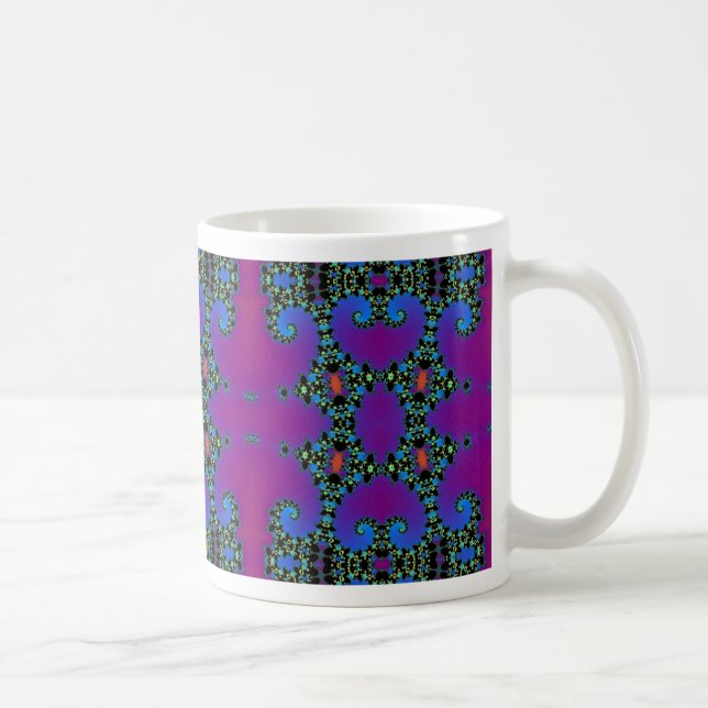 Caneca De Café padrão contínuo roxo Gráfico de computador digital (Direita)