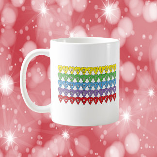 Caneca De Café Padrão Coração Arco-Íris de Connecticut