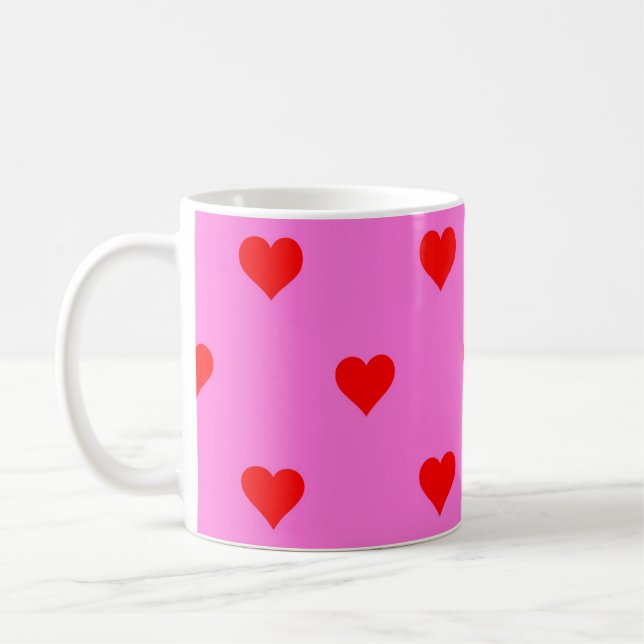 Caneca De Café Padrão Coração Simples, Vermelho Roxo (Esquerda)