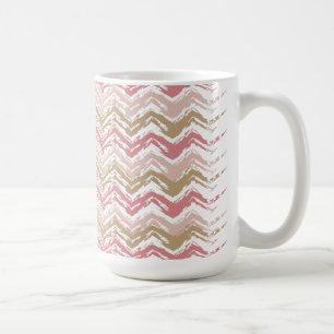 Caneca De Café Padrão Coral Spice Scribble ZigZag Chevron